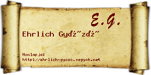 Ehrlich Győző névjegykártya